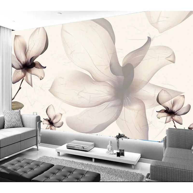 

Wallpaper 3d Mural For Living Room Custom Any Size Mural Wallpaper Simple Brown Flowers TV Background 3D Wallpaper Mural