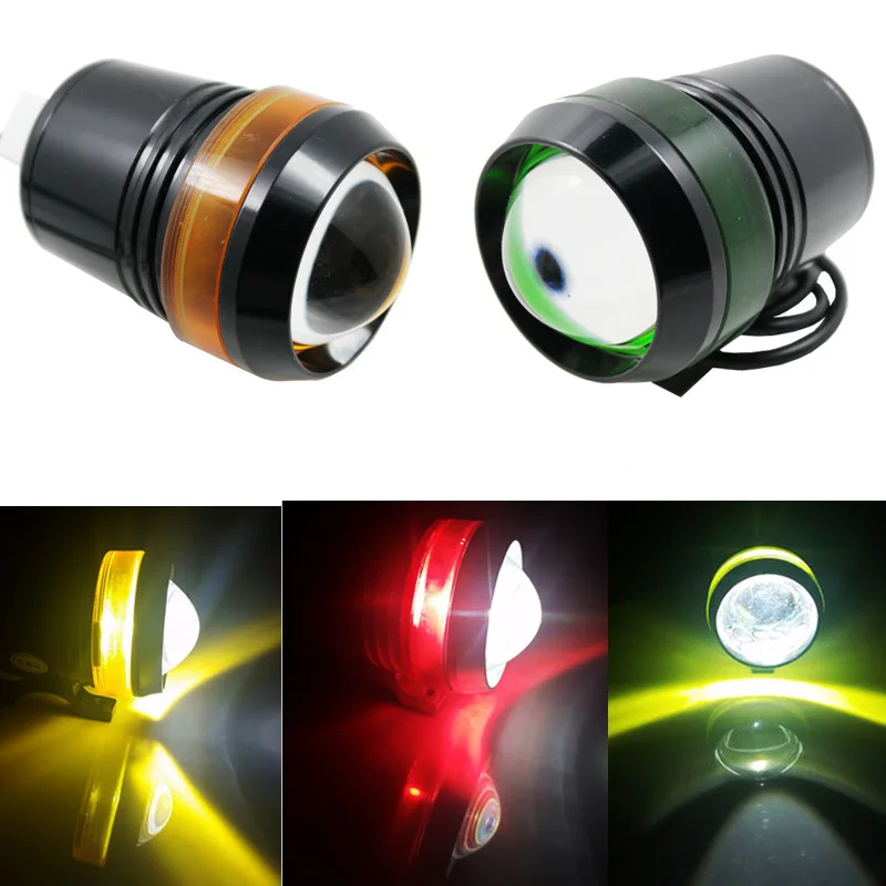 U3 LED Spot Headlight Laser Gun Eye lamp For Motorcycle Projector Fog Driving Light With Ring
