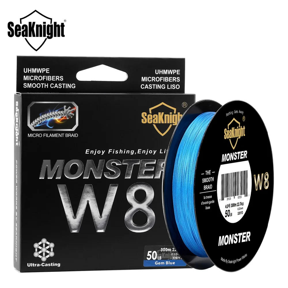Леска рыболовная плетеная SeaKnight MONSTER W8 8 нитей 300 м 15 20 30 40 50 80 100LB|Рыболовные лески| |
