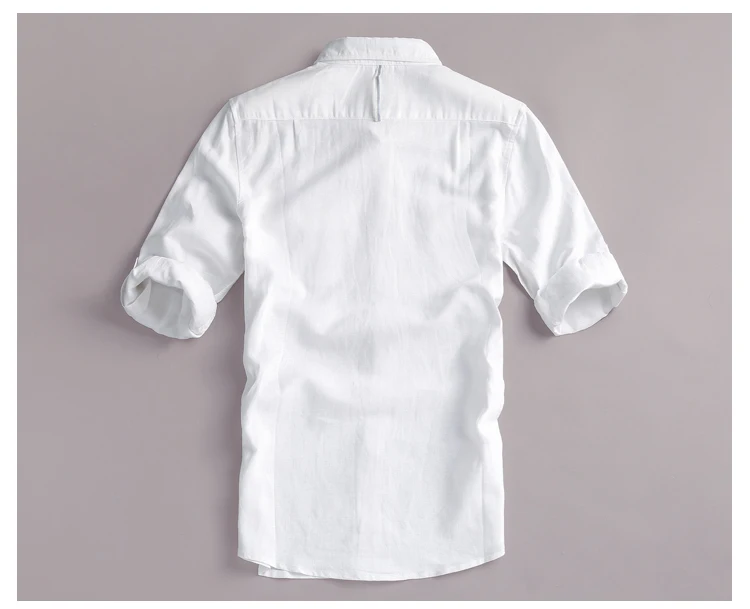 Лето и Осень льняная рубашка мужская Half-рукав хлопок мужские рубашки белые твердые рубашка мужская брендовая одежда мужской рубашки camisa