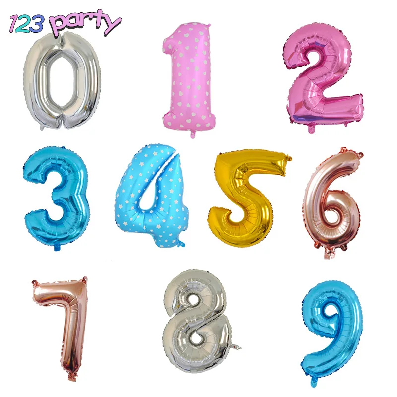 

30 Inch Large Digital Aluminum Balloon Birthday Party Birthday Digital Balloon Combination Birthday Party Decoration