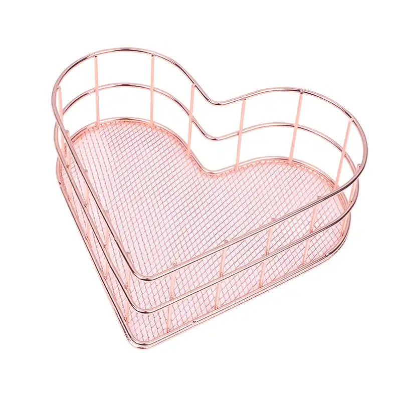 Desk Organizers Metal Wire Basket With Mesh Bottom Decorative
