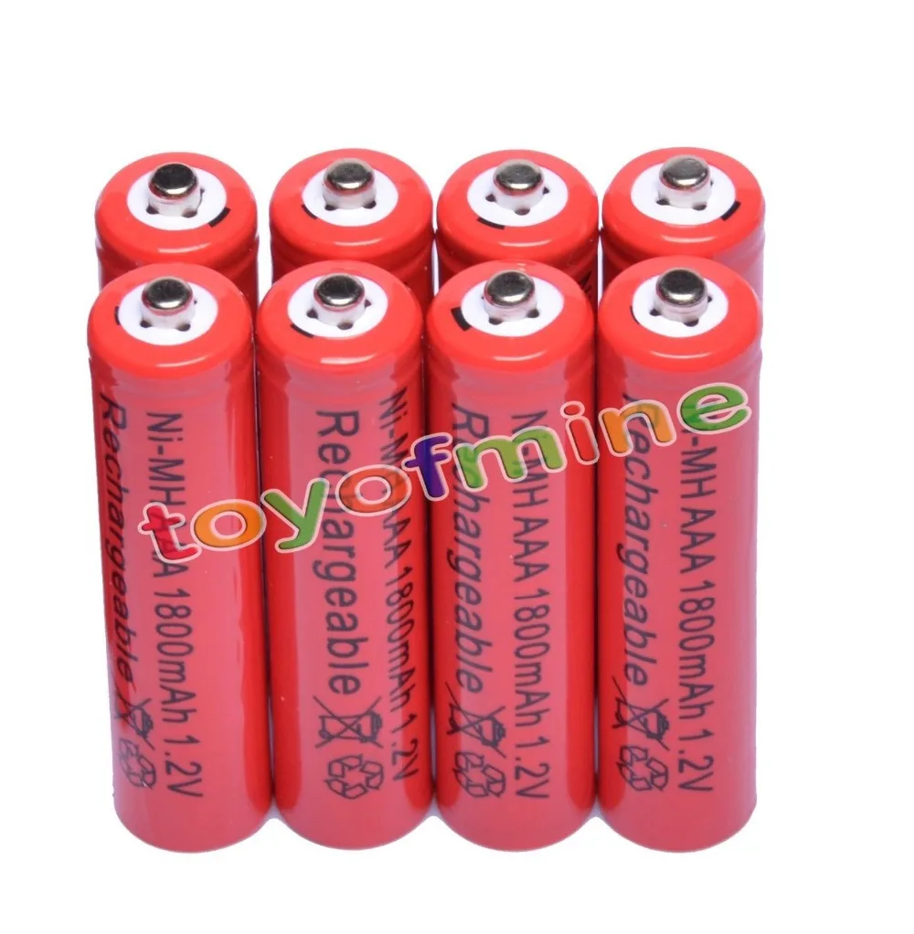 8x aaa 1800mah 3a 1 2 v ni mh red rechargeable battery cell for mp3 rc
