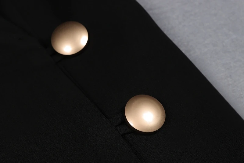 Beateen Women's Black Deep V Gold Buttons Blazer Jacket Pantsuits Long Sleeve Formal For Special Occasion Pant Suits Sets Women