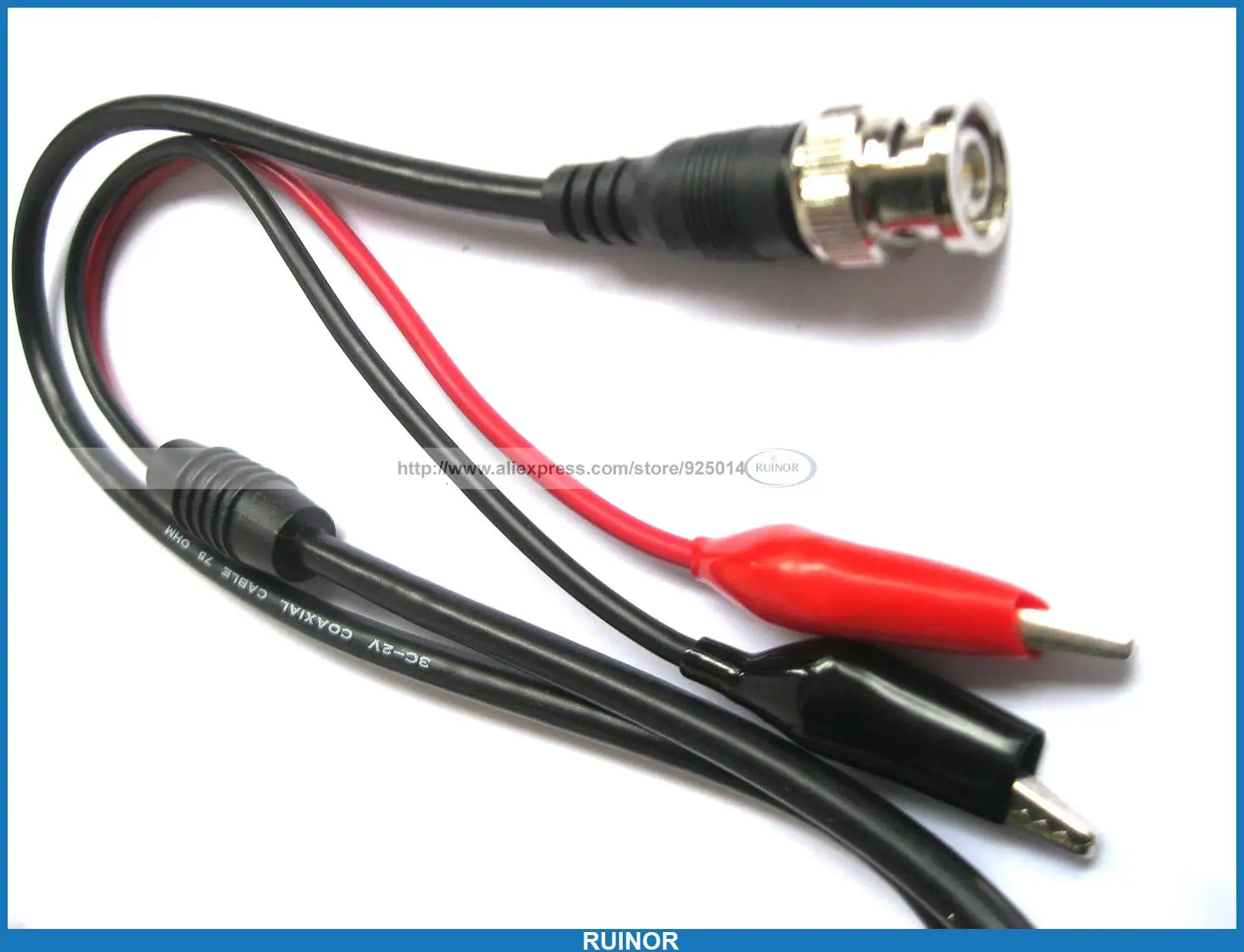 

2pcs/lot Coaxial Cable BNC Male to Dual Alligator Test Clip 1Meter