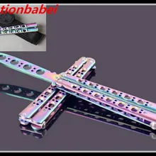 Actionbabei красочный Радужный тренировочный игрушечный нож BALISONG металлическая бабочка стальной тренировочный нож спортивный тусклый игрушечный