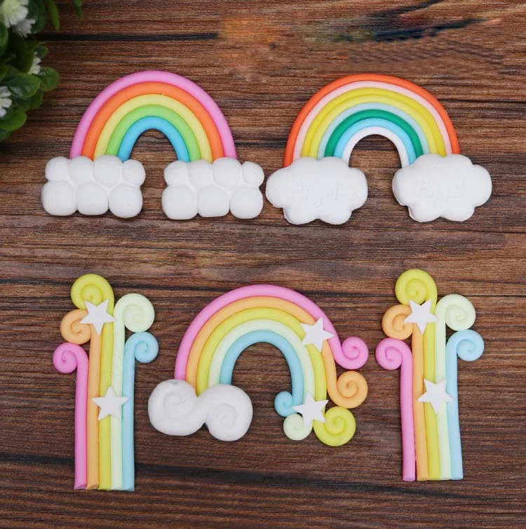 

4pcs/lot Rainbow Cloud Cake Toppers Cupcake Picks for Kids Christmas Birthday Party Decoration Baby Shower Supplies