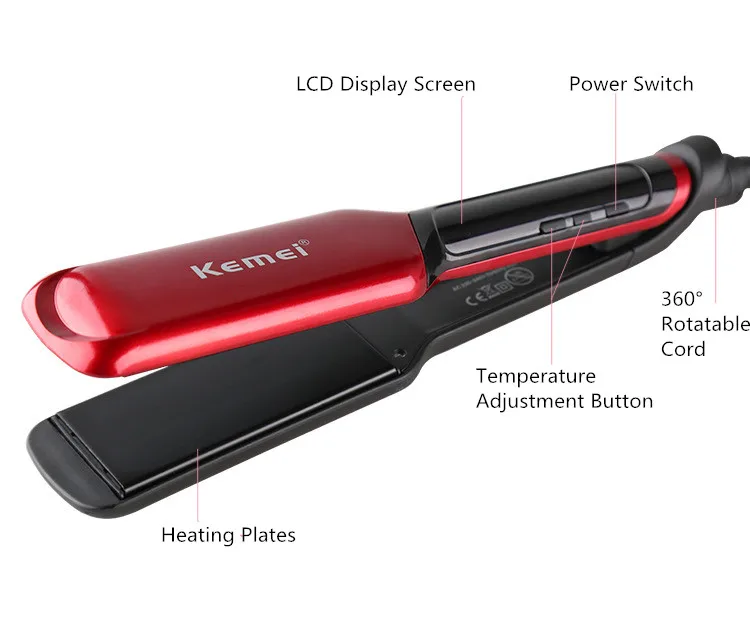 Kemei ЖК-дисплей плоский цифровой контроль температуры выпрямление керамический утюжок выпрямитель для волос 120-230 градусов регулируемая