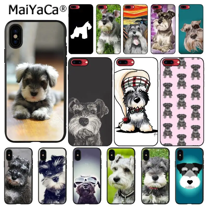 Чехол с изображением щенка шнауцера для iphone 11 12 Pro 11Pro Max 5 5Sx 6 7 7plus 8 8plus X XS MAX