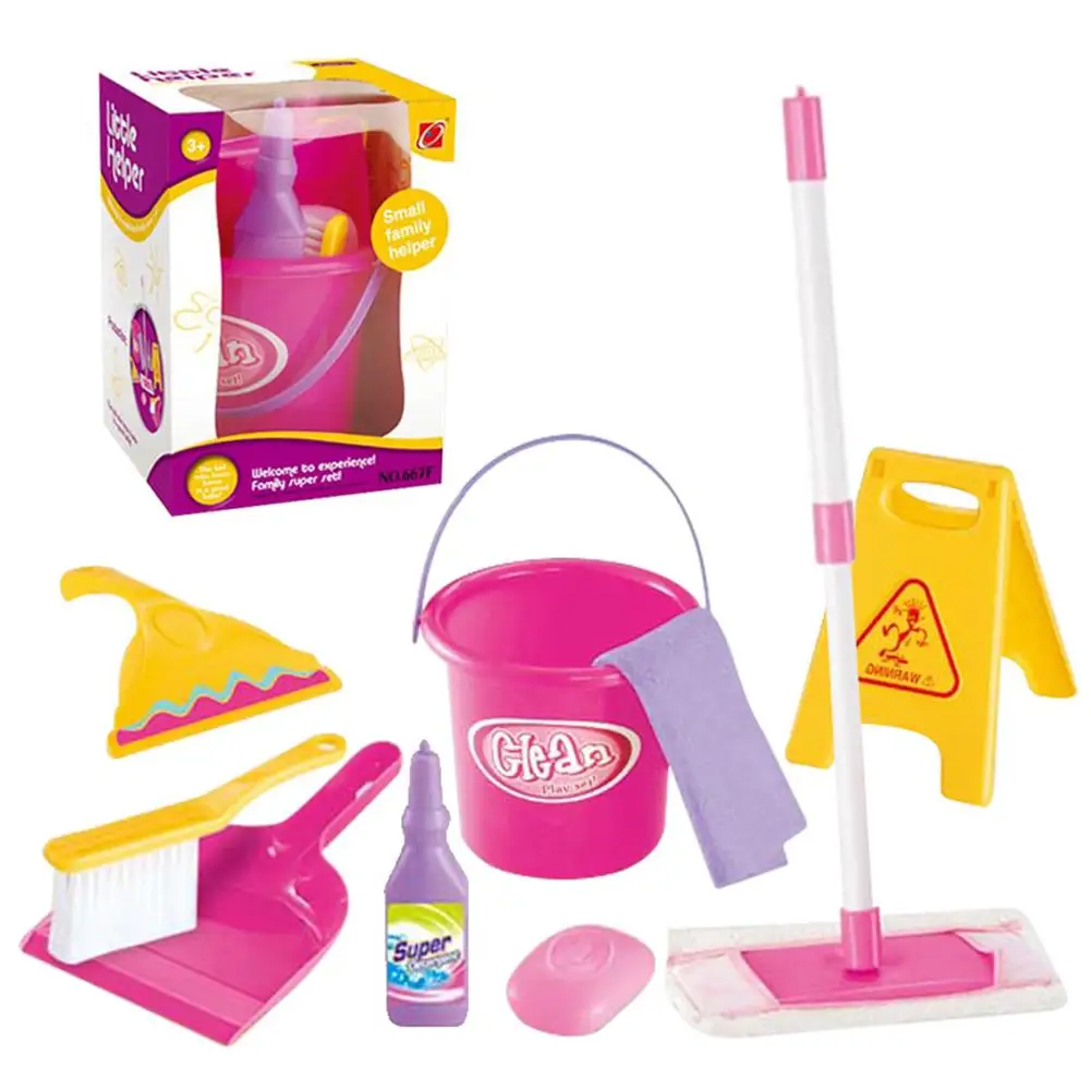 

4 Style Children's Mop Broom Set Baby Mini Sweeping Cleaning Toy Set Telescopic Tablet Dragging Pretend To Play