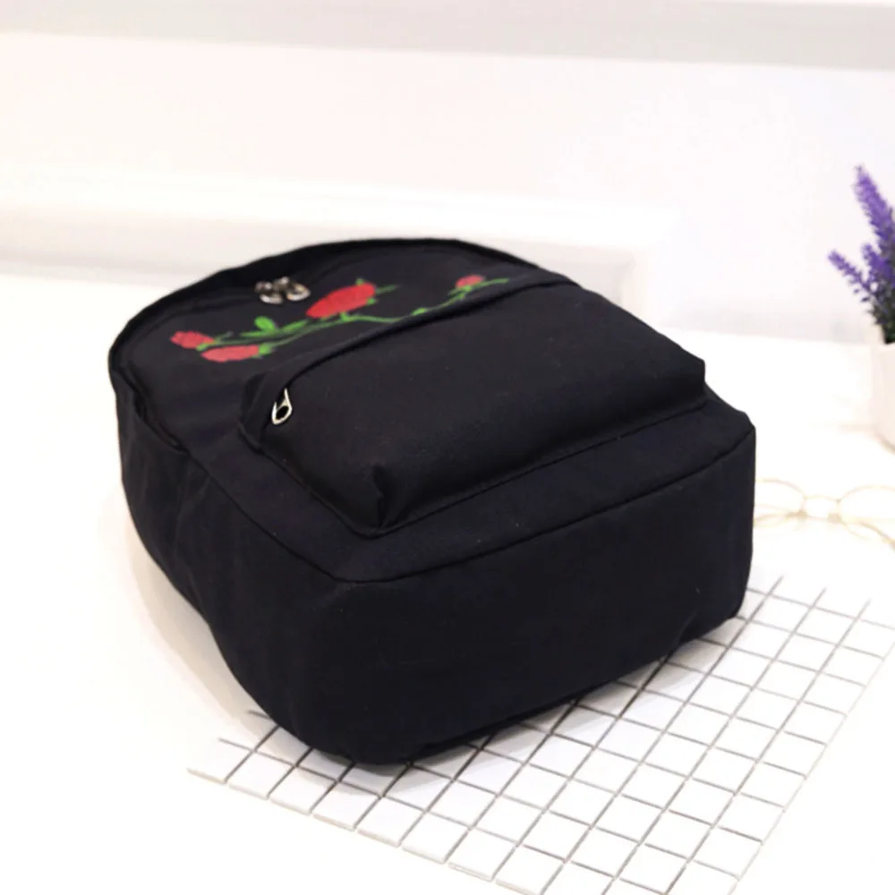 Preppy lienzo Rosa flor Bordado mochilas mujer casual Bolsas de viaje mochila mujeres flor impresión mochila Preppy lienzo Rosa flor Bordado mochilas mujer casual Bolsas de viaje mochila mujeres flor impresión mochila