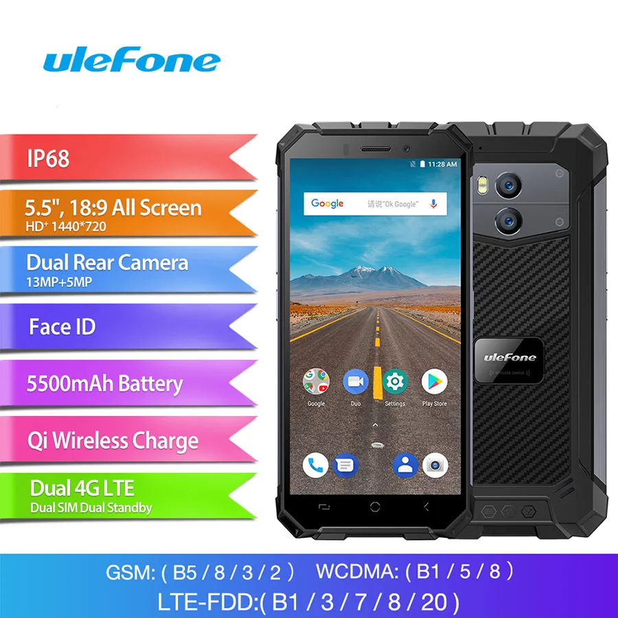 Ulefone Armor X Водонепроницаемый IP68 мобильный телефон 2 Гб ОЗУ 16 ПЗУ Android 8 1 MTK6739 18:9 5 &quotHD