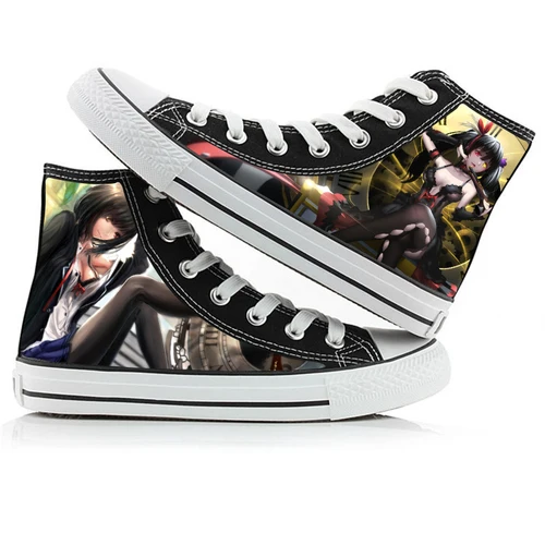 WHOHOLL/парусиновая обувь с принтом аниме; Мужская и женская обувь с высоким берцем В Стиле Аниме Tokisaki Kurumi; Мужская парусиновая обувь; повседневная обувь на плоской подошве - Цвет: 4