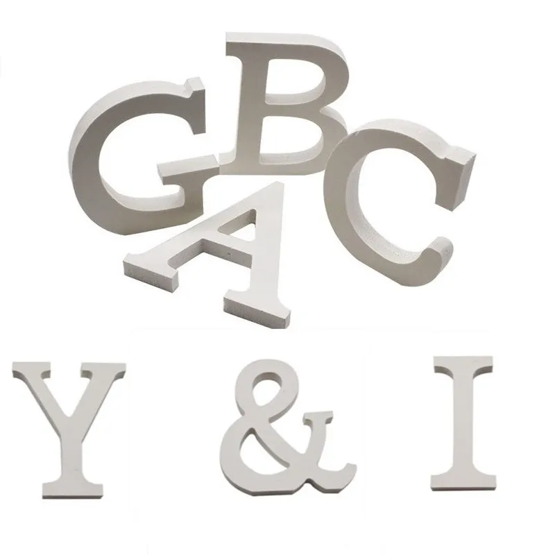 

1 Piece White Wood Wooden Letter 26 Alphabet DIY Craft Art Word Party Sign Free Standing Home Decoration Wedding Party Supplies