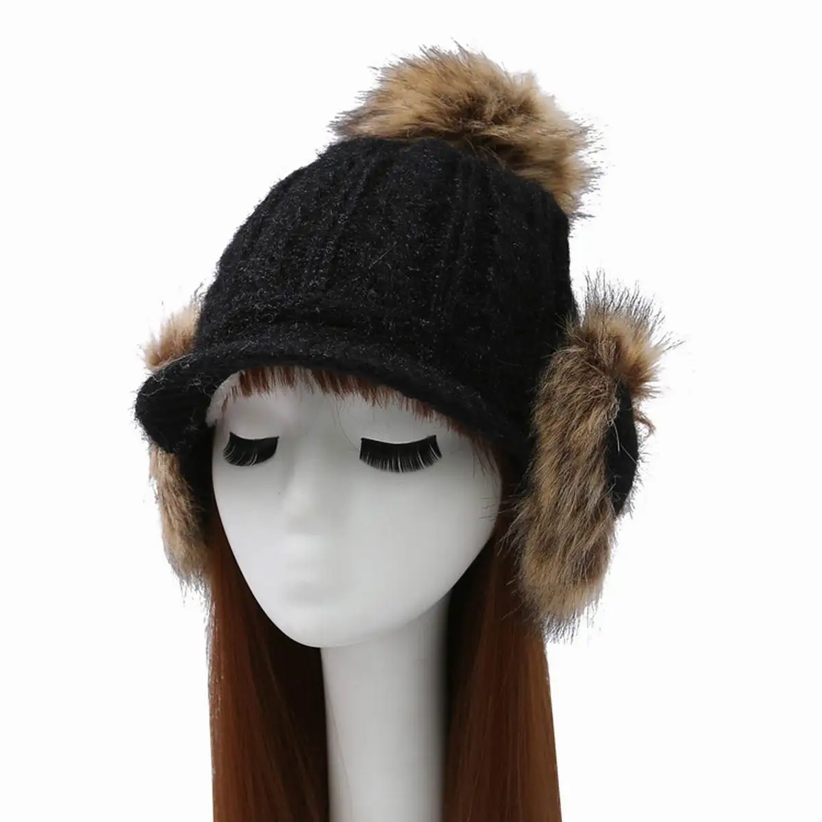 

Warm Stylish Ladies Woman Knitted Crochet Beanie Winter PomPom Hat Cap