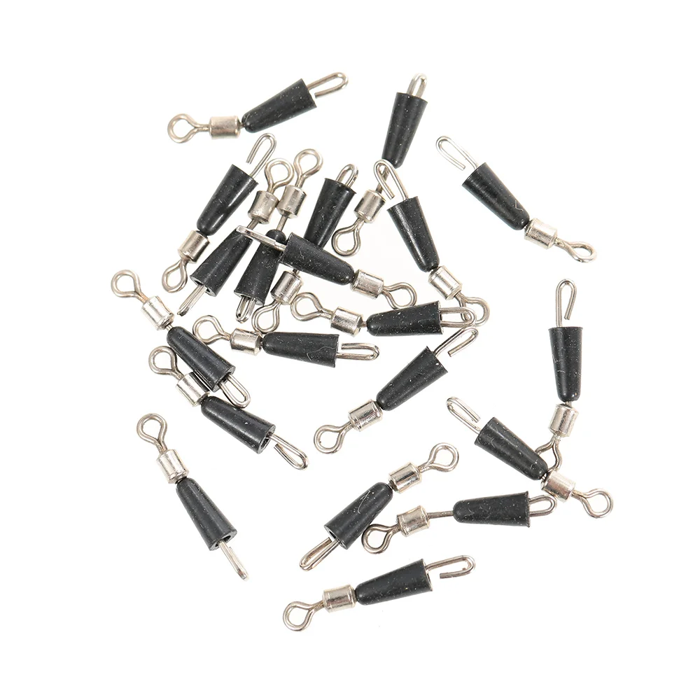 

20pcs Rolling Fishing Swivels Line to Hook Connectors High Strength Quick Fast Link Connector with Rubber Hose Fishing Tackle