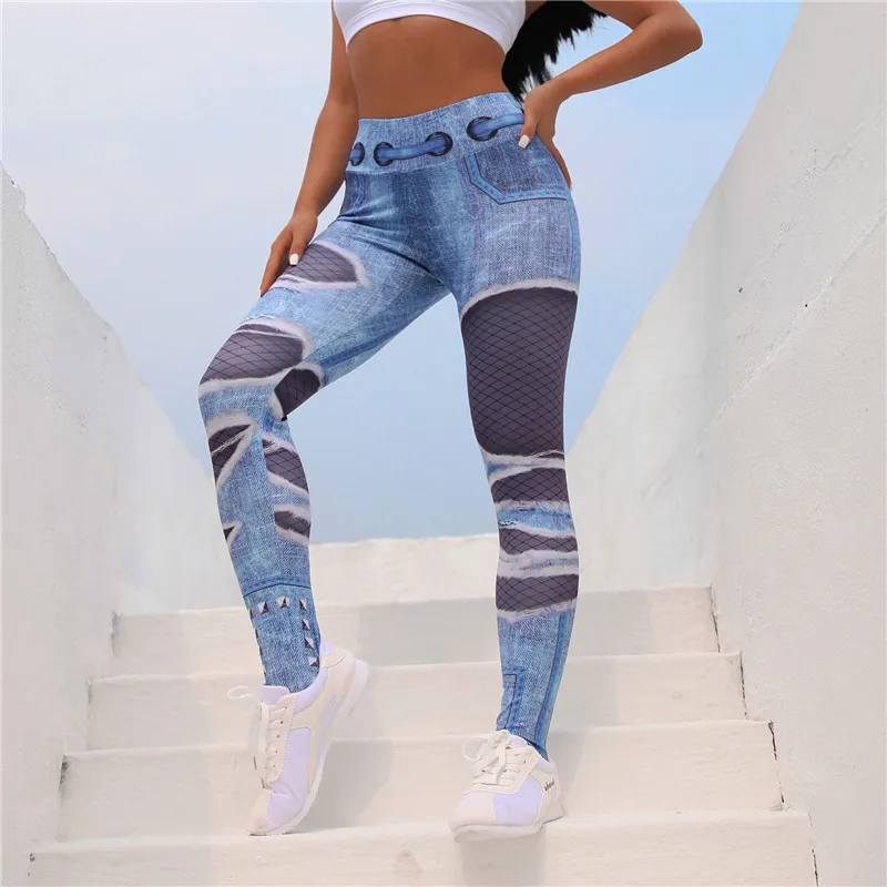 2018 Bodybuilding Women Leggings Chinese Slim Flower Ink