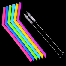6 шт/лот многоразовые, для питья соломенные силиконовые соломинки для дома вечерние столовые приборы+ 2 чистящих Щетки Набор