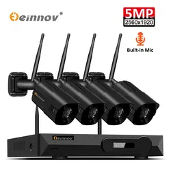 Einnov 5MP Беспроводной 4CH комплект CCTV NVR видеонаблюдения Открытый Wi-Fi Домашний комплект камеры безопасности H.265 IP ИК камера свет аудио