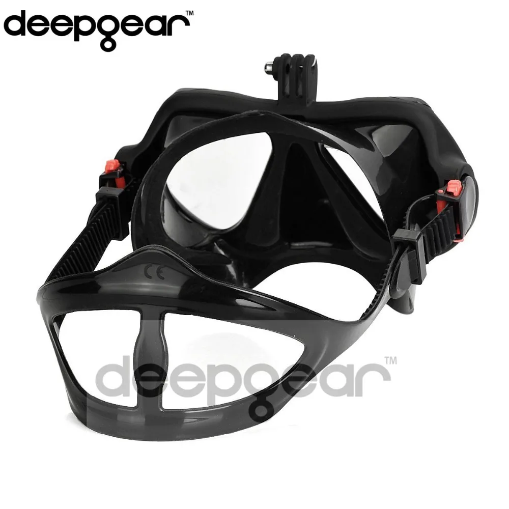 Черная маска для подводного плавания Deepgear для близоруких и близоруких, силиконовая маска для дайвинга для мужчин, крепление для камеры, морские маски для дайвинга для Gopro Hero Xiaomi