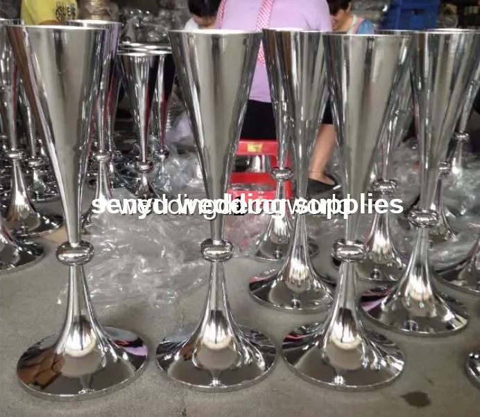 12pcs 65cm tall)sliver/Gold Metal Trumpet Vase For Flower Wedding Centerpiece senyu0509