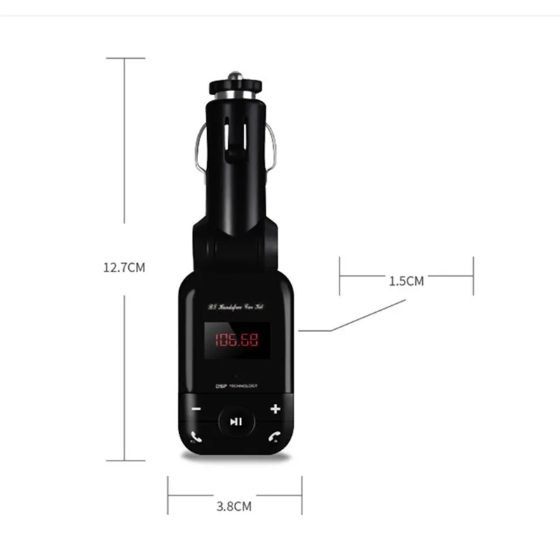Wireless Hands Free Kit MP3 Music Player Car Bluetooth FM Transmitter Support TF Card Portable USB Charger FM Modulator #264338