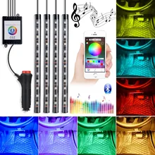 Car Styling 4pcs Car LED Light Strip Car Interior Light RGB LED Strip Lights APP Decorative
