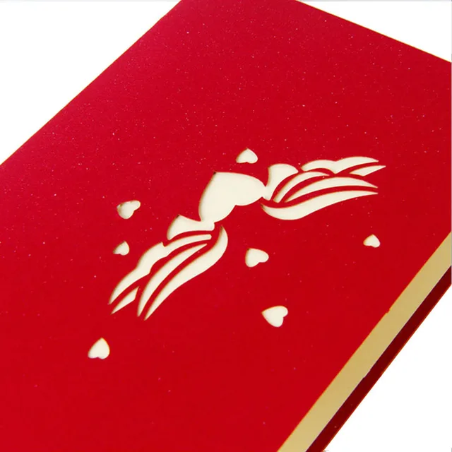 3D Pop Up Card Handmade Love Heart Anniversary Valentine Birthday Christmas Postcard for wedding 3