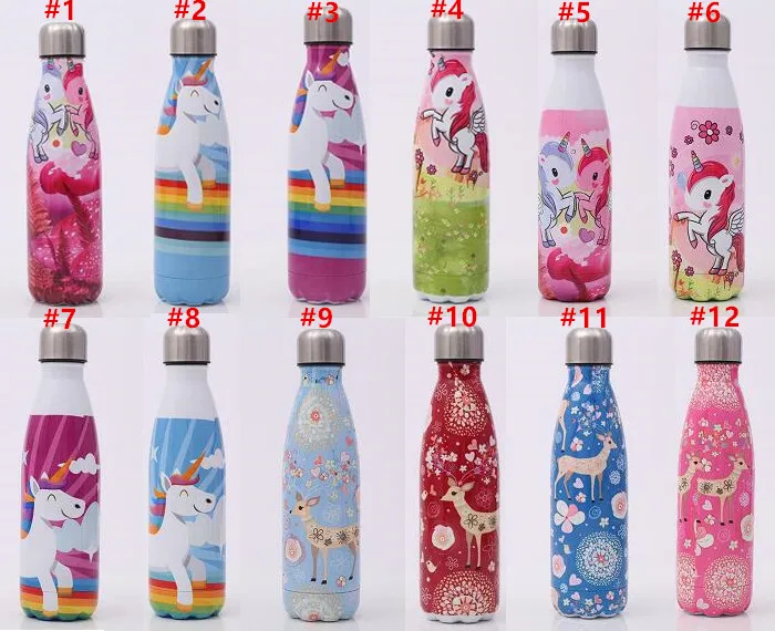 

Quevinal 20pcs 500ml 17oz unicorn Cola Shaped water bottle Vacuum Travel Bottle Double Walled Stainless Steel coke Sport bottle