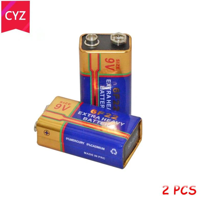 

NEW 2pcs 2x 6F22 New Alkaline Battery 9V Laminated Carbon Batteries for Alarm Wireless Microphone Mercury Free Long working life