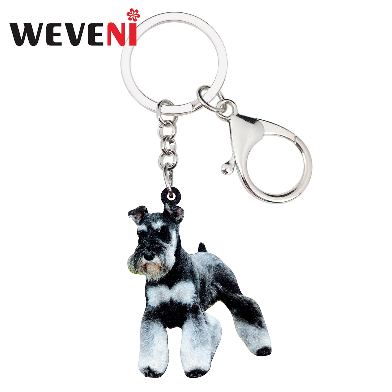 

WEVENI Acrylic Standing Schnauzer Dog Key Chains Keychain Holder Cute Animal Jewelry For Women Girls Bag Wallet Pet Charms Party