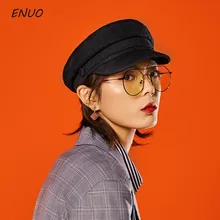 Винтажная льняная военная шляпа в английском стиле, Весенняя хлопковая шляпа моряка для женщин и мужчин, черный цвет, хаки, плоский верх, берет газетчика, кепка, Кепка