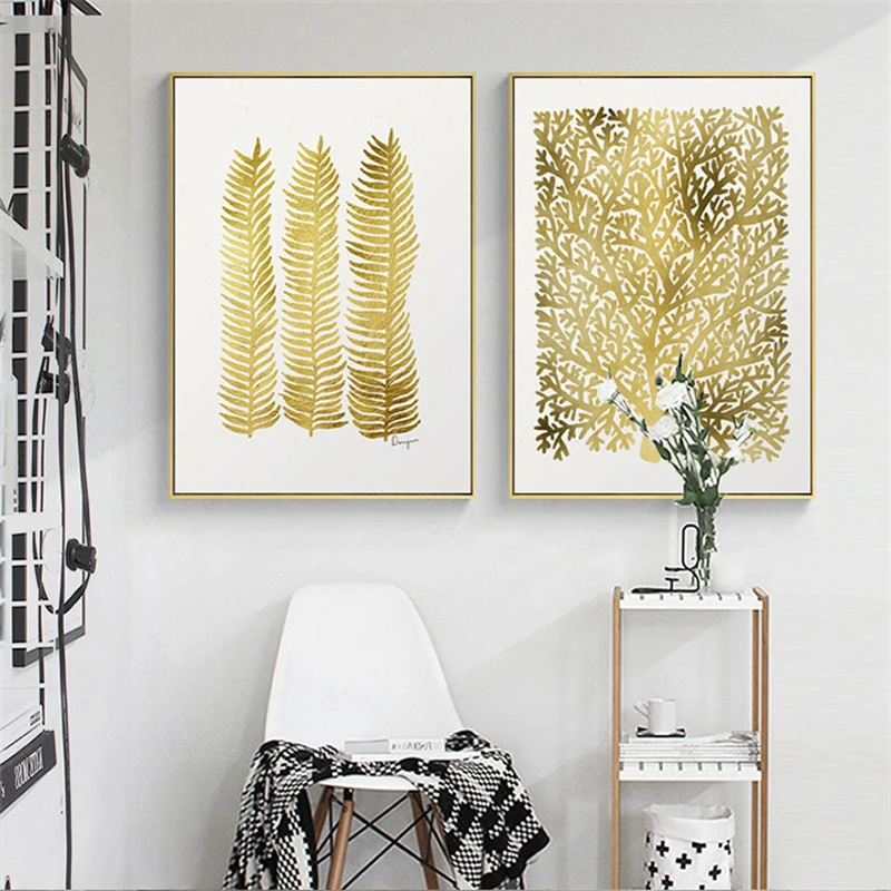 

Nordic Lucky Leaf Yellow Fortune Tree Canvas Painting Home Living Room Abstract Hanging Poster Picture Print Scandinavian Decor
