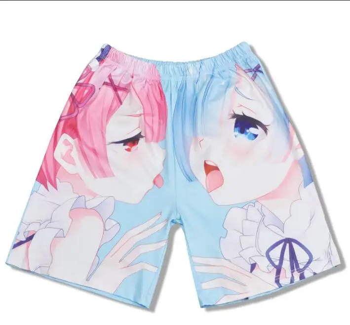 Re: Zero kara Hajimeru Isekai Seikatsu Nul рам и рем шорты Onderkleding Mannen Vrouwen Volwassen пляжные шорты - Цвет: BLUE