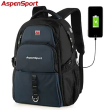 Aspensport Новинка 2017 года USB зарядки сумка Колледж рюкзак модная школьная сумка для Для мужчин Для женщин Fit 15-17 дюймов ноутбука Рюкзак