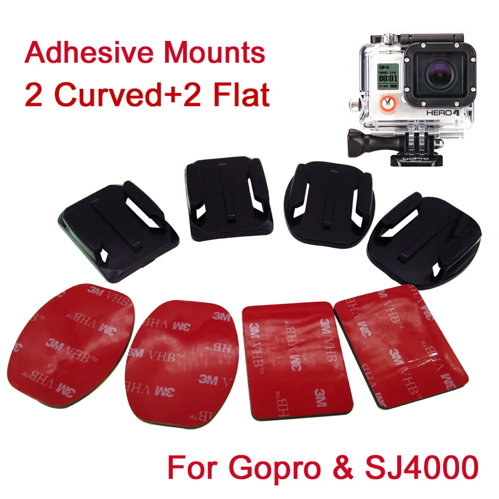 Buy 2pcs Flat + 2pcs Curved Adhesive Sticky Mount For