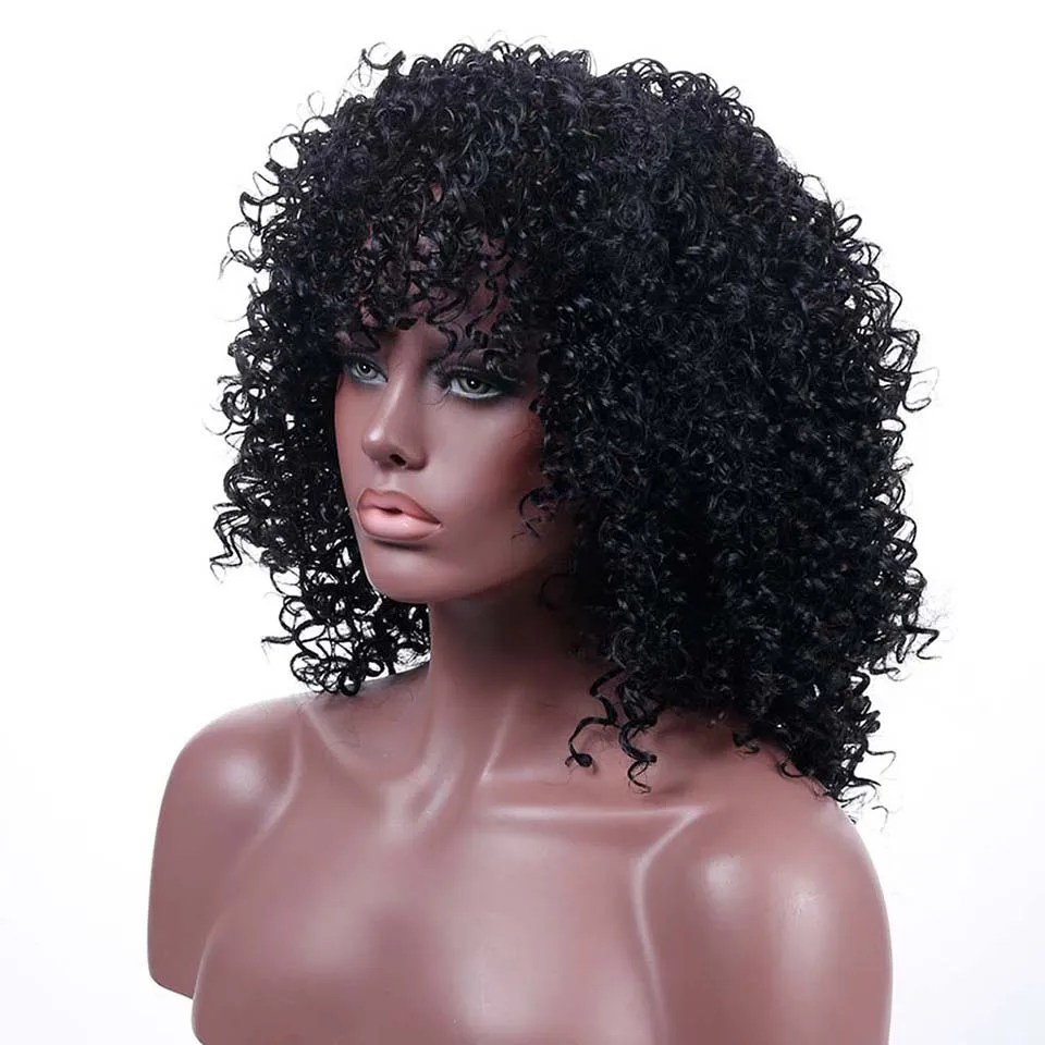 HOUYAN волосы без клея бразильские волосы афро кудрявые предварительно сорванные парик для черных женщин полный конец Slove