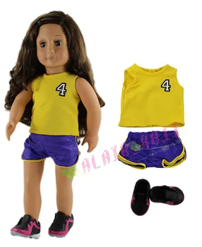 

Hot High Quality Doll Clothes sportswear+Shoes for 18'' American Handmade Clothes