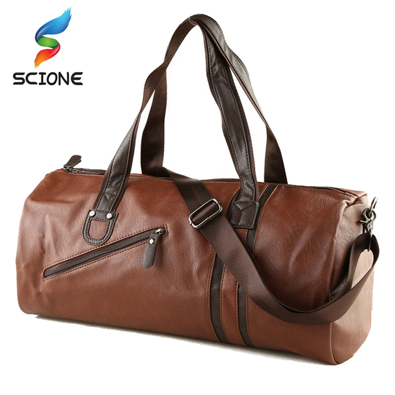 

2017 Hot Large Capacity Outdoor Men's Sports Bag PU Leather Tote Duffel Bag Multifunction Portable Travel Sports Gym Fitness Bag