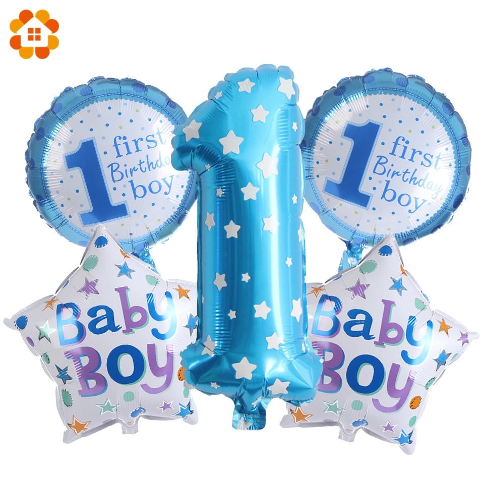 

5PCS 1st Birthday Party Balloons Pink&Blue Foil Balloons Gifts Kids Birthday Party Decoration Baby Shower Party Supplies Toys