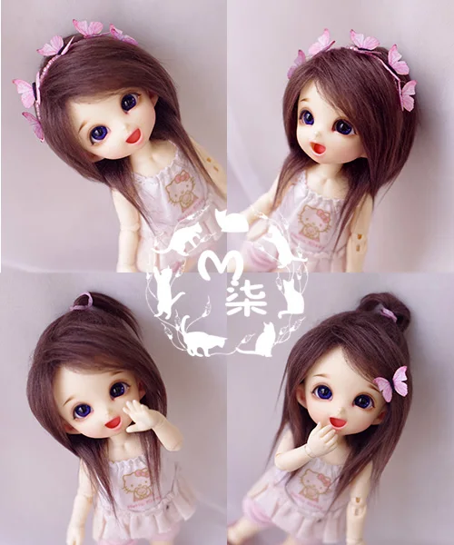 New 3-4/" 9-10cm BJD Fabric Fur wig Flaxen for AE PukiFee Lati 1//12 Doll Antiskid