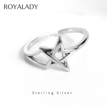 

Fashion 100% S925 Silver Star Rings For Women Men High Quality Korean Concise Design Open Statement Female Ring Jewelry Gifts