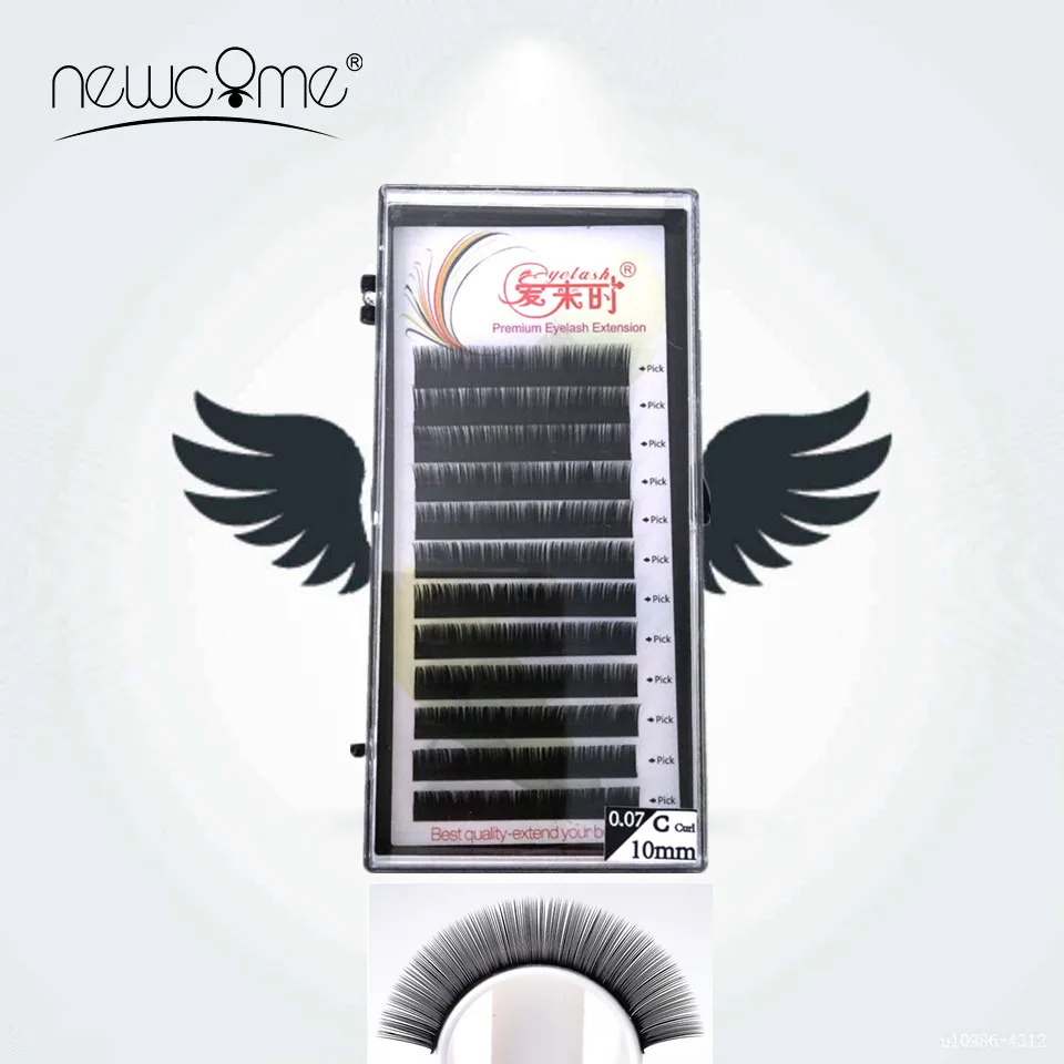 

NEWCOME False Mink Eyelash Extension Single & Mix Length Individual Eyelash Natural Silk Lash Extension for Professionals