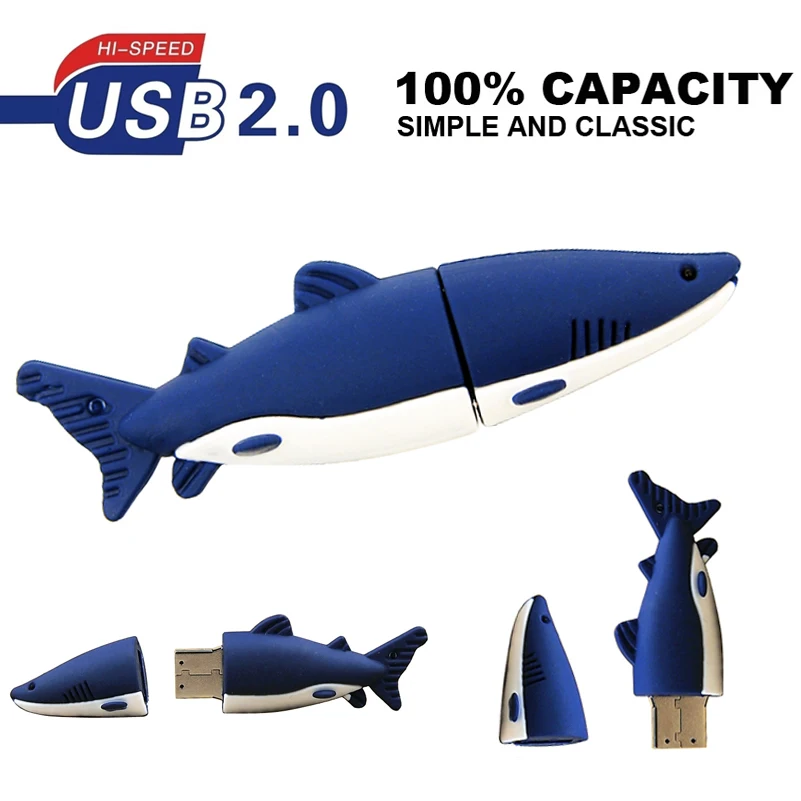 Novelty Cartoon usb flash drive Cool style 128MB 4GB 8GB 16GB 32GB Shark USB 2.0 Flash Drive