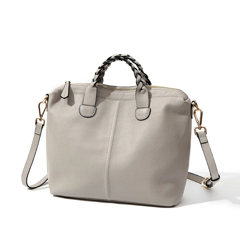 Free shipping! New large capacity soft Calfskin women handbags retro simple shoulder bag woven handle women messenger bag