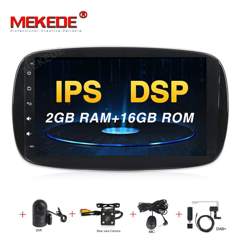 Ips DSP 4 ядра 2G ram Android 9,0 автомобильный мультимедийный плеер dvd gps для Mercedes/Benz Smart Fortwo автомобильный Радио стерео - Цвет: 16G CAMERA DVR DAB