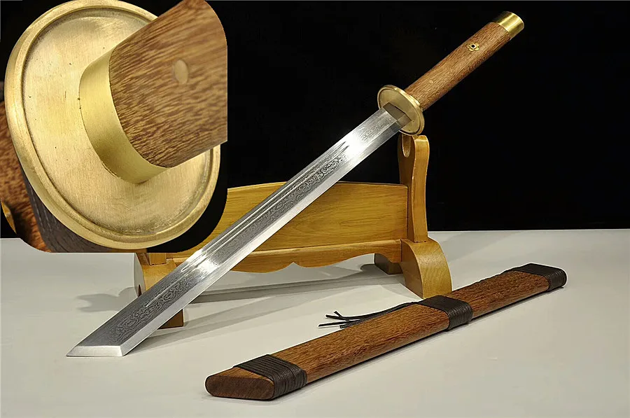 Высокое качество китайский ушу Broadsword Dao меч острый сложенный Дамасская сталь лезвие медные фитинги