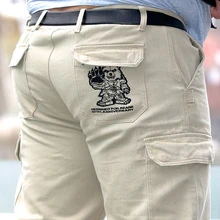 Новое поступление, Медвежья Лапка, мужские брюки-карго, повседневные штаны размера плюс, много карманов, длинные штаны для улицы, черные, хаки, 34-44