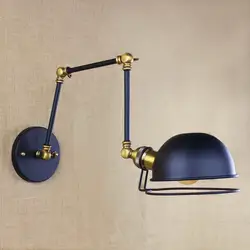 Американский Винтаж античный черный ретро регулировка головы поворотный рычаг настенные лампы светильники бра для рабочей комнаты