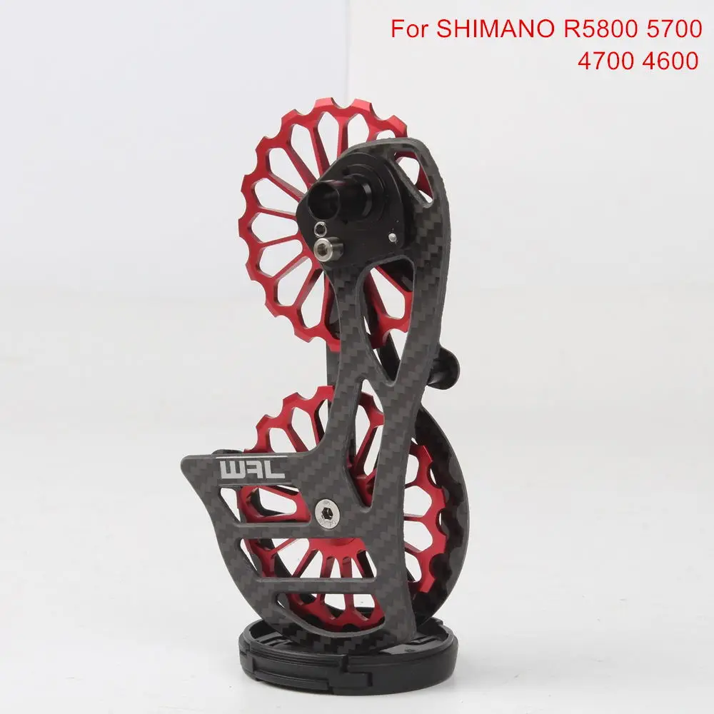 17 т углеродное волокно керамический велосипедный подшипник задний переключатель Jockey шкив колеса Набор направляющее колесо для Shimano R5800 5700 4700 4600 - Цвет: Red